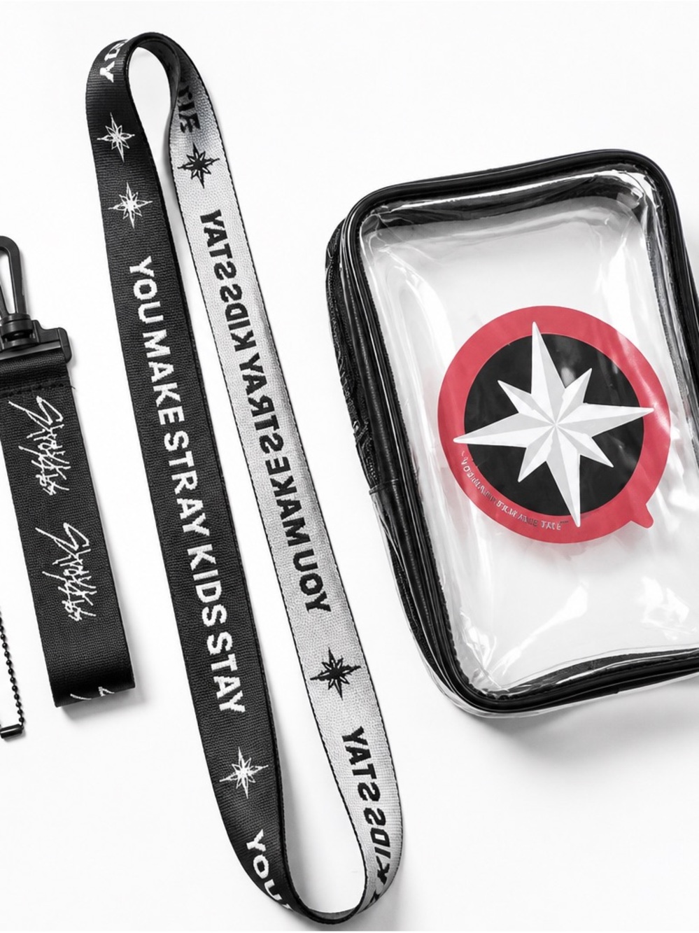 Stray Kids Clear Crossbody Bag with Branded Strap - Black/White